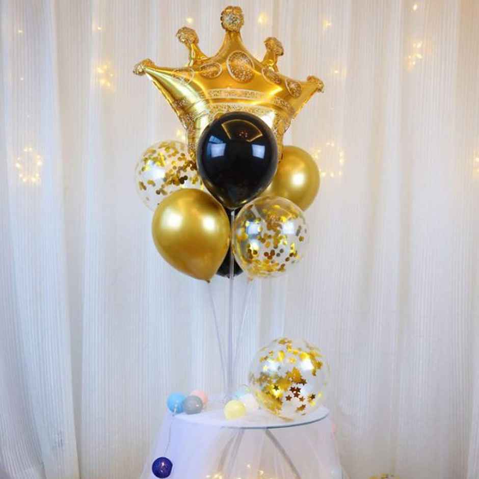 Party Propz Golden Balloons Party Decorations Combo With Crown Foil Balloon
